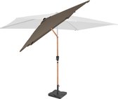 Parasol à mât VONROC Premium Rapallo 200x300cm - Incl. pied de parasol & housse de protection - Parasol rectangulaire - Inclinable - Toile résistante aux UV - Aspect bois - Taupe