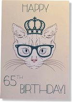 Hoera 65 Jaar! Luxe verjaardagskaart - 12x17cm - Gevouwen Wenskaart inclusief envelop - Leeftijdkaart