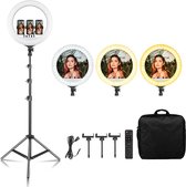 UnityMarketplace® - Selfie Ringlight - LED - Met Stand - Instelbare Helderheid - 360° Rotatie - USB