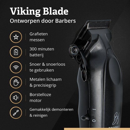 Tondeuse Mannen Pro – Tondeuse Hoofdhaar - Tondeuses Cheveux – Baardtrimmer - Hair Clipper – Haartondeuse – Haartrimmer – Kappersset - Brothers in Style