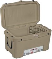 COSTWAY Draagbare koelbox, 71 liter, incl. aluminium handvat en grote wielen, warmtecontainer met flesopener en afvoersysteem, thermobox, belastbaar tot 100 kg, voor camping, picknick, vissen, grijs
