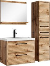 Badplaats Badkamermeubel Set Etna 60 cm - Eiken - Badmeubel met spiegel en zijkast