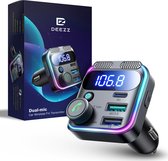 Deezz Bluetooth Transmitter – FM Transmitter – Bluetooth Receiver – Bluetooth Ontvanger – Bluetooth 5.3 – Noice Cancelling - Extra BASS