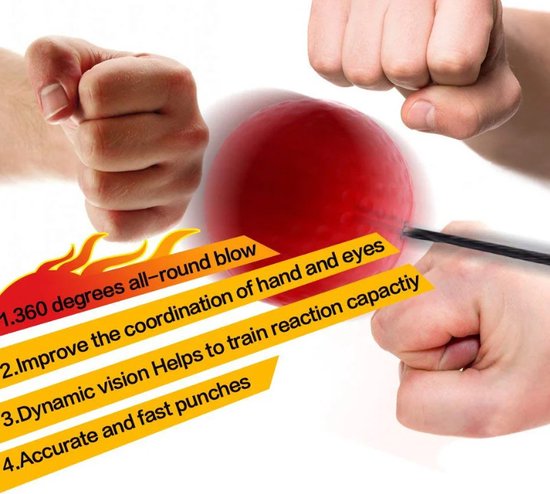 Reflex Ball - Advanced - Rood/ Box Reflex Bal / Hoofd Reflexbal / Hoofdband / Workout / Mini Punch Home Trainer Boks Kickboks / Rood Zwart