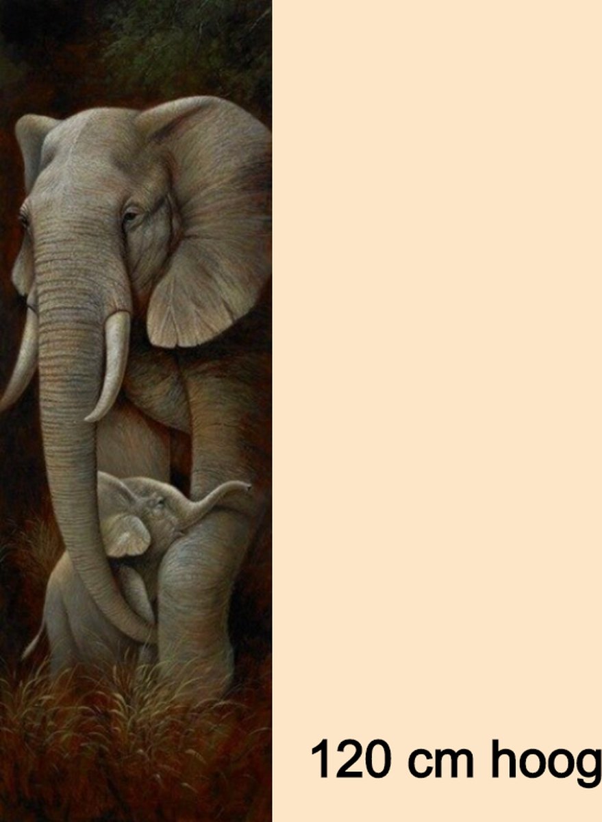 Allernieuwste.nl® Canvas Schilderij * Olifant met Kalfje * - Kunst aan je Muur - Realistis