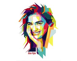Allernieuwste.nl® Canvas Schilderij Zangeres Dua Lipa - Pop R&B New Age Muziek - 50 x 70 cm - Kleur