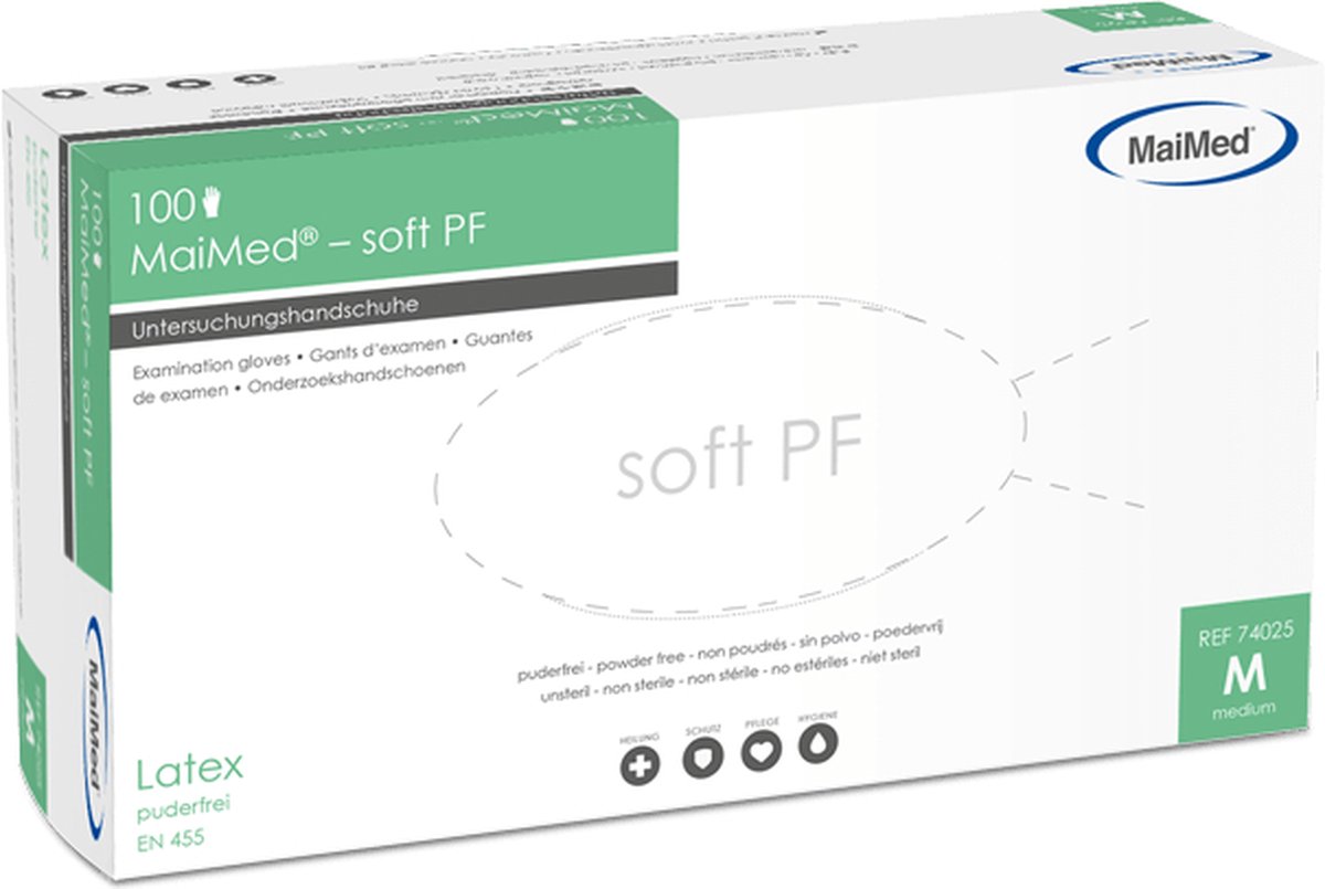 MaiMed - poedervrij soft latex handschoenen - Maat S - 100 stuks