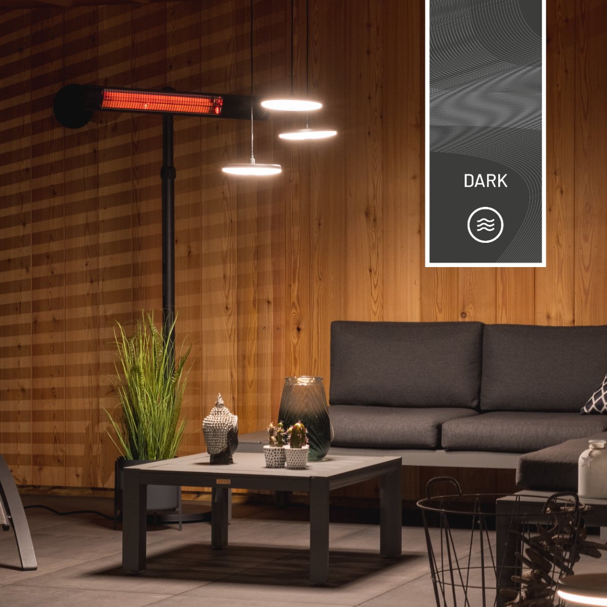 Sunred Dark 2500 W - Freestanding patio heater - Black + cover