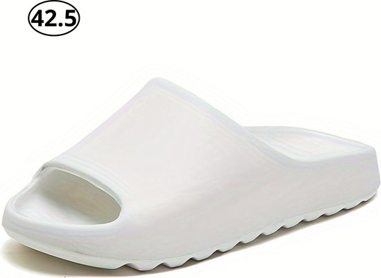 Livano Comfortabele Slippers - Badslippers - Teenslippers - Anti-Slip Slides - Flip Flops - Stevig Voetbed - Wit - Maat 42.5