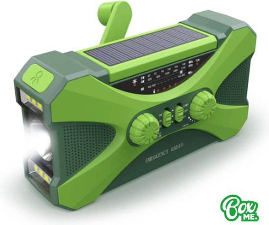 Box me - Noodradio met 10.000mAz powerbank - powerbank zonneenergie - Noodradio solar opwindbaar - Survival gear