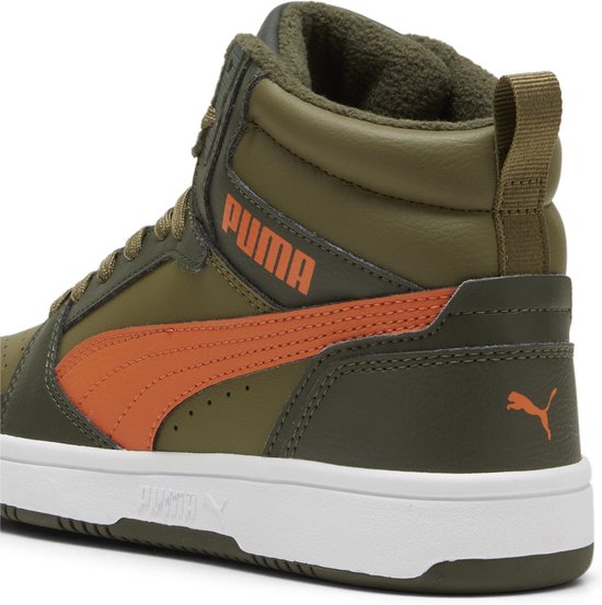 PUMA Puma Rebound V6 Mid WTR Jr Baskets pour femmes unisexes - Olive foncé-Sirop d'érable - PUMA Olive - Taille 38