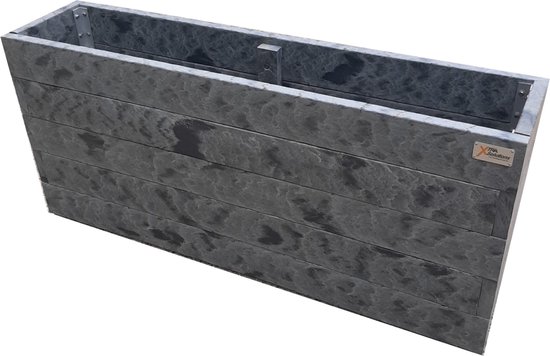 Plantenbak bloembak balkonbak grijs( gevlamd) kunststof 98x20x41cm - handgemaakt - duurzaam - zwaar
