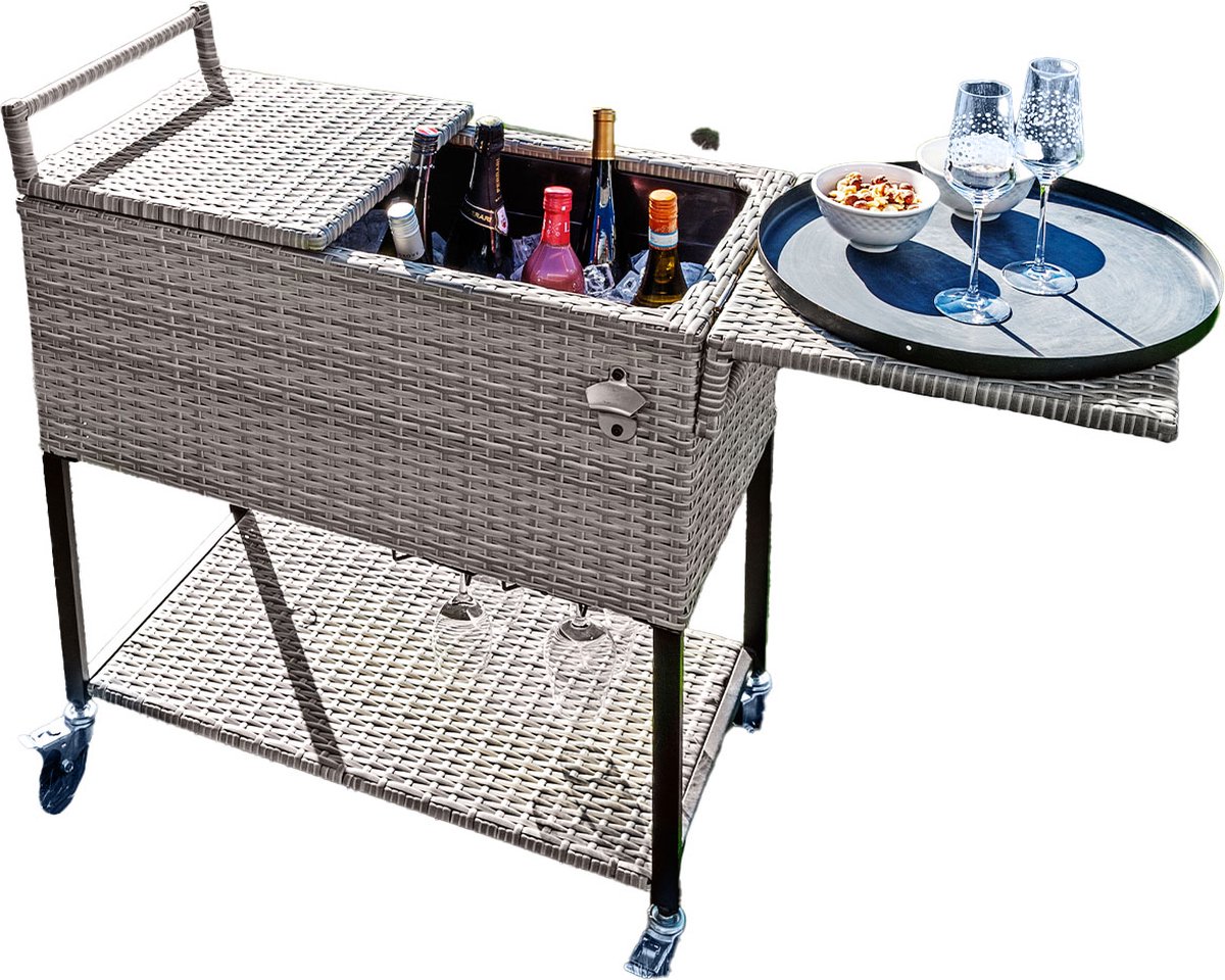 AXI Country Cooler Wicker Bruin - Koeler met wielen - 76L inhoud - Koelbox met aftapkraan