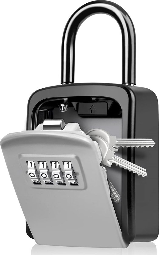 4-cijferige combinatie sleutelslot doos met verwijderbare haak Resettable code Secure Key Lock Box Indoor Outdoor Key Safe Box voor thuis kantoor garage school fitnessruimte Airbnb met Verbeterde Veiligheid