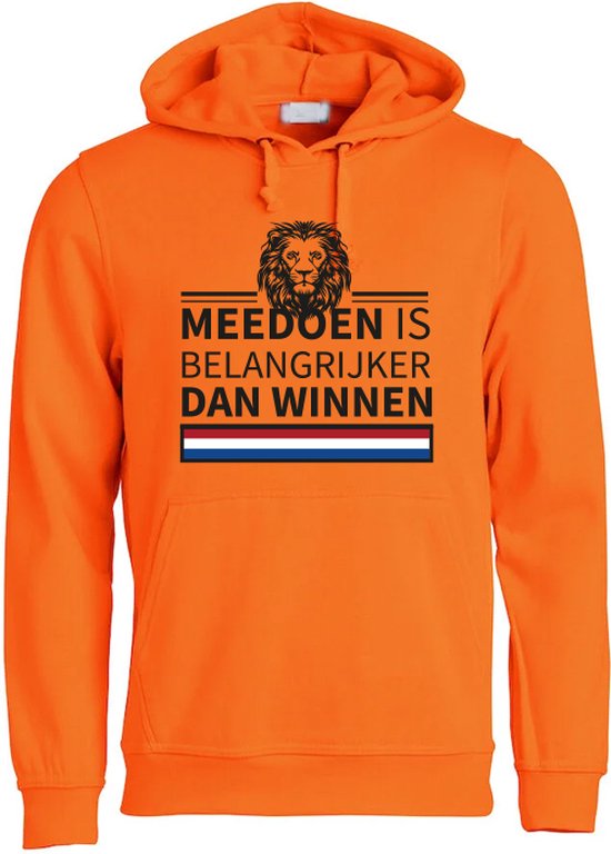 Meedoen is belangrijker dan winnen Oranje Hoodie | Nederlands Elftal | EK Duitsland 2024 | Voetbal | Unisex | Trui | Sweater | Hoodie | Capuchon