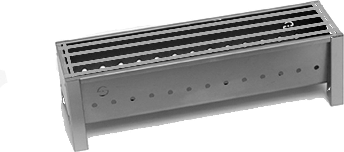 Spiedini Saté-bbq Bali 40 Mini - Kleine, smalle houtskoolbarbecue met horizontaal rooster voor sate of andere spiesjes - 40 cm lang, 11 cm breed, 14 cm hoog - Ideaal voor tuin- of open haard, of balkon - Materiaal: gealuminiseerd ijzer