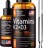Vitamine D3 K2 - Gezonde Hartfunctie - Immuunsysteem - Botgezondheid - Premium kwaliteit - Vimanine D - Vitmanine K2 -