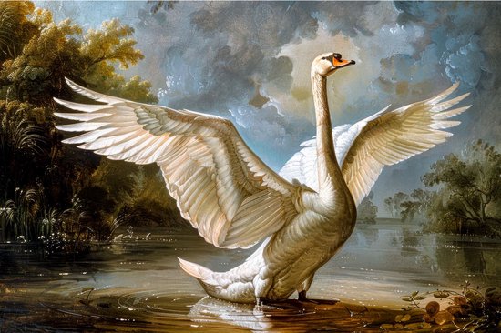 The Swan I - 90cm x 60cm - Fotokunst op akoestisch schilderij | Wanddecoratie