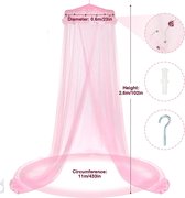 Polyester koepel klamboe, luifel klamboe, ronde klamboe, slaapkamer witte klamboe, kan worden gebruikt om de kamer te versieren en insecten te voorkomen (roze)