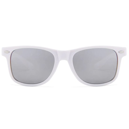Fako Sunglasses® - Heren Zonnebril - Dames Zonnebril - Classic - UV400 - Wit Frame - Zilver Spiegel van Fako Sunglasses® — afbeelding 3