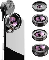 Apexel HD 5-in-1 Cameralensset voor Smartphones - 2x Telezoom, 170° Supergroothoek, 10x Macro, 110° Groothoek, 195° Fisheye