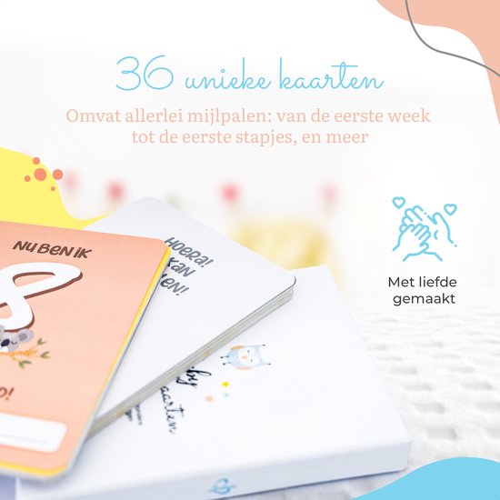 Baby Mijlpaalkaarten - 36 Milestone Cards Eerste Jaar - Babyshower Cadeau - Kraamcadeau Jongen Meisje van Merkloos — afbeelding 2
