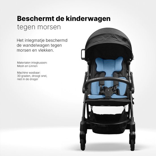 Hamilton by Yoop Inlegkussen voor Buggy - Ademend Zitkussen Wandelwagen - Inlegmat tegen Zweten en Beschermd tegen Vlekken - Wasbaar Inzetstuk Kinderwagen - Marineblauw van Hamilton — afbeelding 5