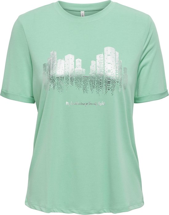 Only T-shirt Onlfree Life Reg S/s City Top Box J 15324129 Spearmint/skyline Dames Maat - XS