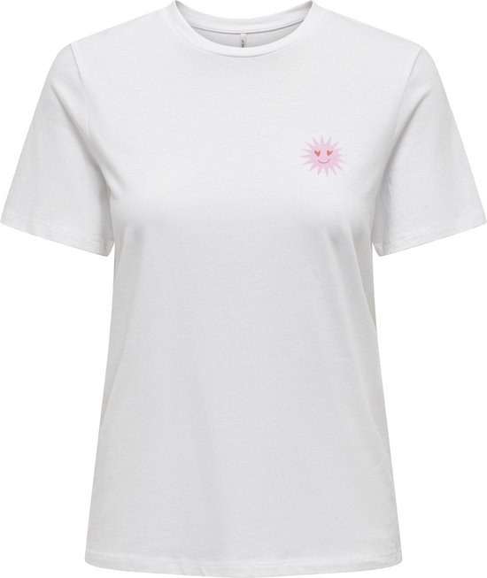 Only T-shirt Onllucia Reg S/s Top Jrs 15324866 Bright White/sunshine Dames Maat - S