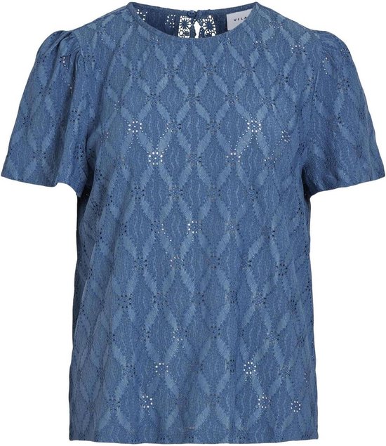 Vila T-shirt Visebia S/s Top 14095045 Coronet Blue Dames Maat - XL