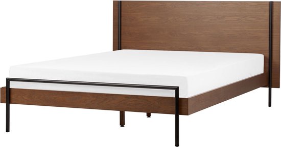 LIBERMONT - Tweepersoonsbed - Donkerbruin - 140 x 200 cm - MDF