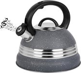 Belle Vous Grey Whistling Tea Kettle - 3L Tea Pot for Stovetop/Induction Stove Top - Stainless Steel Hot Water Camping Kettle Teapot for Tea/Coffee