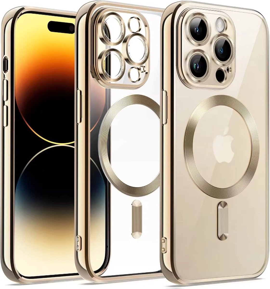 TG Techgrip - Hoesje Geschikt voor iPhone 14 Pro Max Magsafe Compatible Goud - Back Cover Hoesje met ingebouwde 9H HD camera glas bescherming - Goud Hoes Geschikt voor iPhone 14Promax