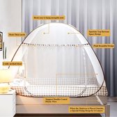Opvouwbaar Klamboe, 100x200cm Draagbaar Reismuggennet, Eenvoudig te Installeren, Universele Yurt Klamboe - Bruin Rand
