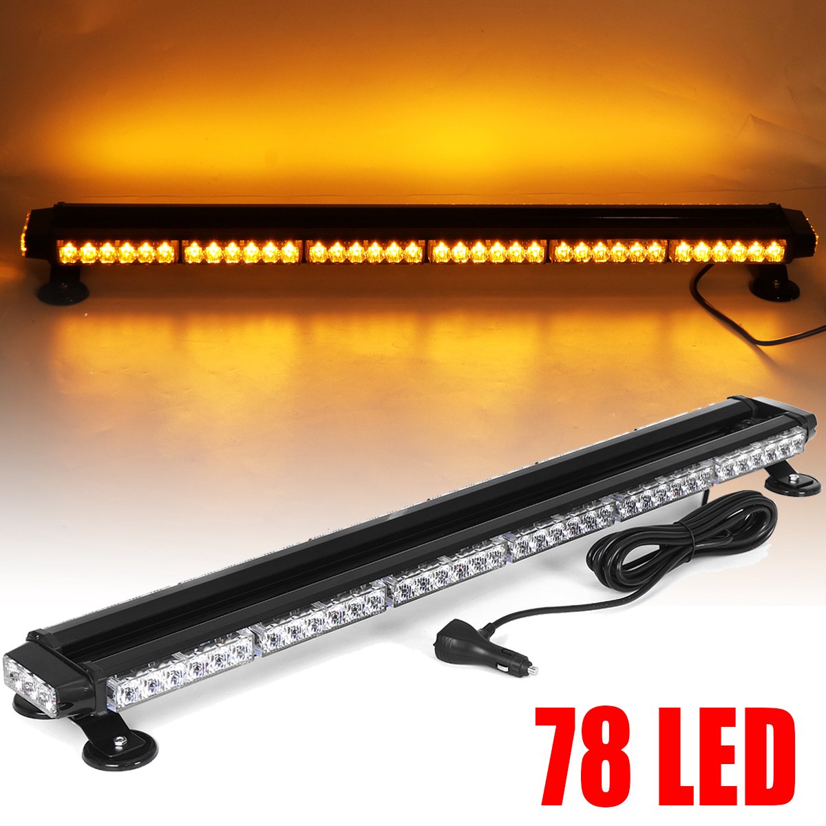 78 LED flitser met tweezijdig amberkleurig waarschuwingslicht, 96 cm lang