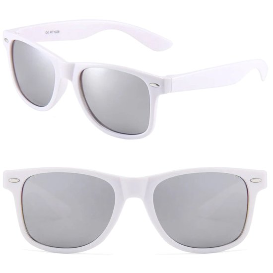 Fako Fashion® - Heren Zonnebril - Dames Zonnebril - Classic - UV400 - Wit Frame - Zilver Spiegel van Fako Fashion® — afbeelding 3