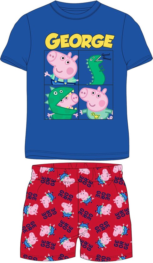 Peppa Pig George shortama/pyjama blauw/rood katoen maat 134