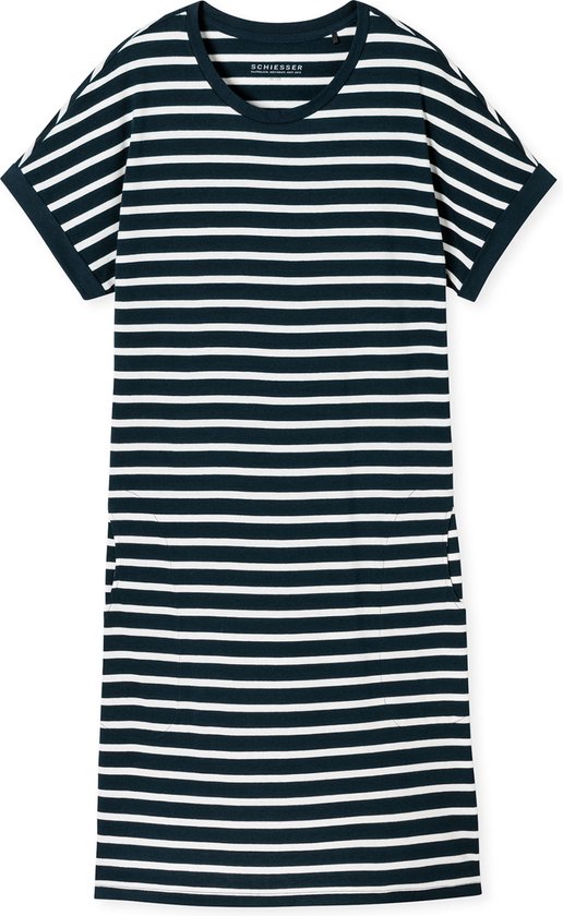 Schiesser Dames Nachthemd korte mouw Casual stripe - Dblw - 50 - Blauw