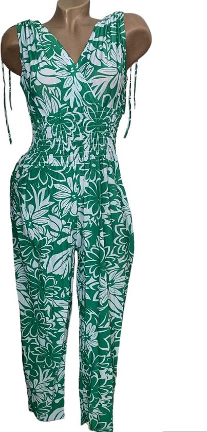 Dames jumpsuit met print XL/XXL (40-44) groen/wit
