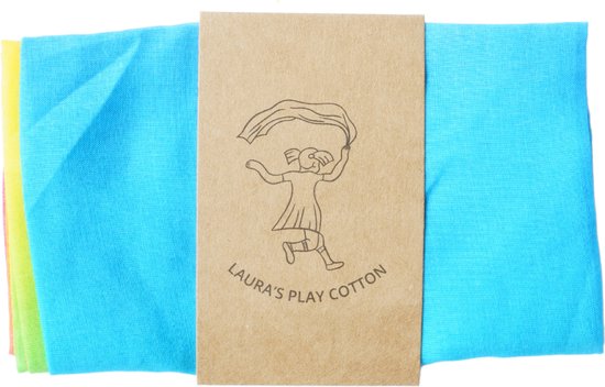 Laura’s Play Cotton - Regenboog - 50 x 50 cm - Jongleersjaaltje - Jongleerdoekje - Speelzijde - Organisch Katoen