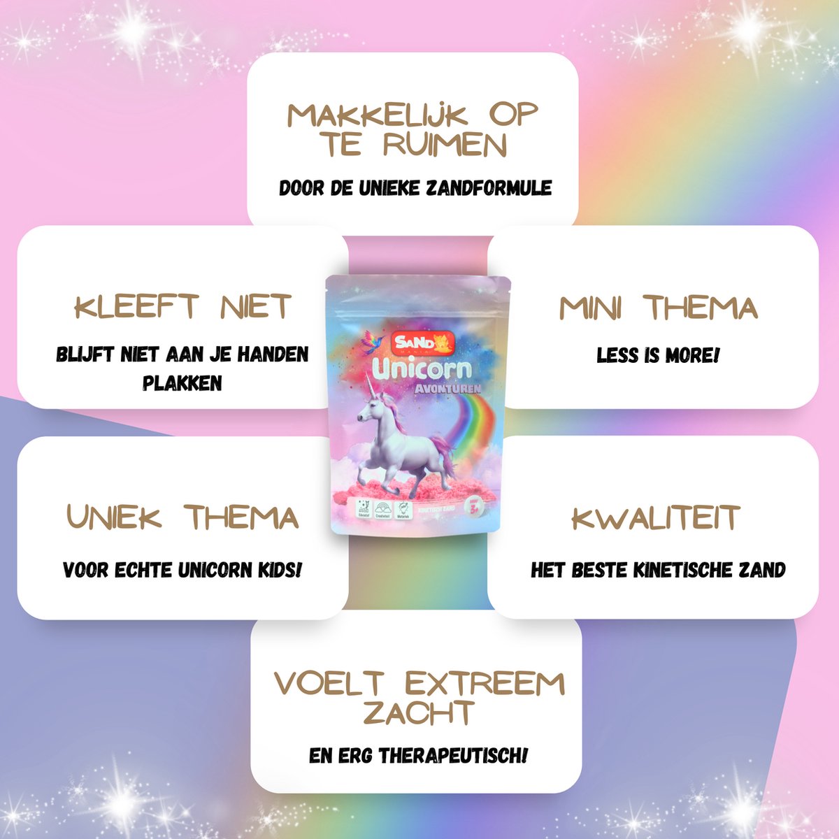 Sand Mania® kinetisch zand - Unicorn editie - 500 G Roze – Sensorisch Speelzand met Vormpjes — afbeelding 5