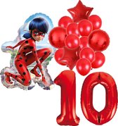 Miraculous Ladybug ballonnen pakket - 10 jaar - 86x55cm - Ladybug Balonnen set - Folie Ballon - Tales of ladybug - Themafeest - Verjaardag - Ballonnen - Versiering - Helium ballon