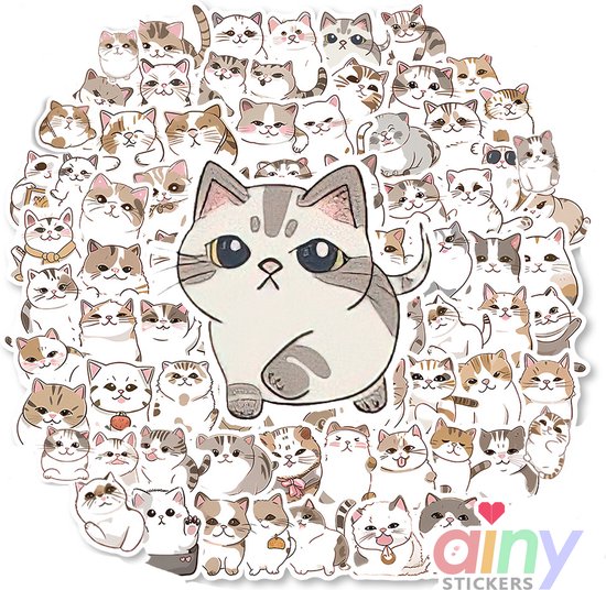 Foto: Ainy katten stickers 100 stuks voor bullet journal fotoalbum laptop telefoon waterfles en zelfs als muursticker of geschenksticker beloningsstickers knutselen stickervellen voor kinderen en volwassenen