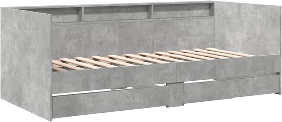 vidaXL - Slaapbank - met - lades - 75x190 - cm - bewerkt - hout - betongrijs