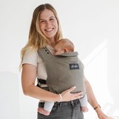 ROOKIE Baby Premium draagzak - Design buikdrager - Comfortabel en ergonomisch - Babydrager vanaf Geboorte - Ook voor Peuter - Biologisch katoen - Super zacht - Unisex: voor mama en papa (Khaki)