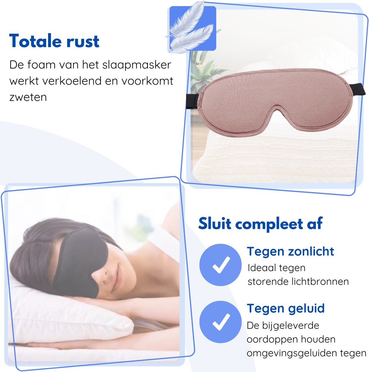 Hilvard - Slaapmasker - Oogmasker - Inclusief Slaap oordopjes - 100% Verduisterend - Verstelbaar - Ergonomisch - Roze — afbeelding 2