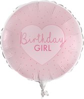 Ginger Ray - Roze folieballon birthday girl - pamper party - 45 cm