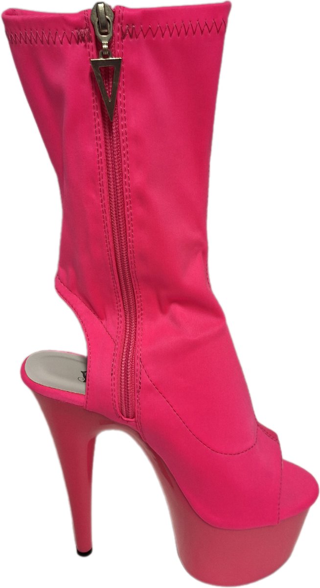 SOISBELLE ENKELLAARSJE MET PATEUZOOL VAN6 CM EN HAK VAN 16 CM IN PINK STOF