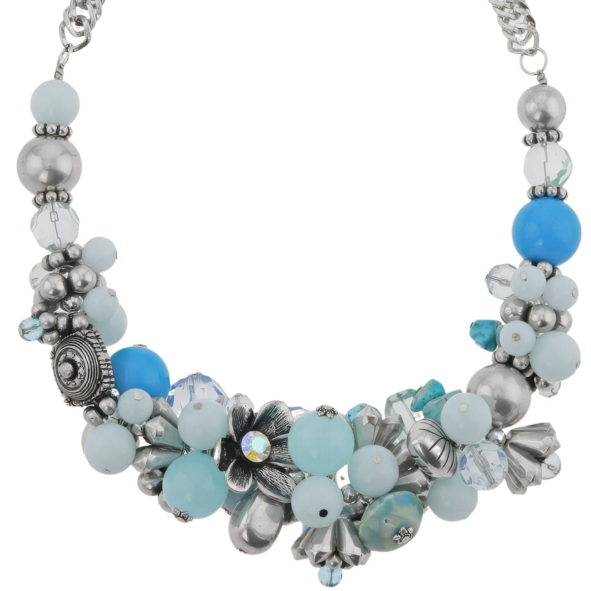 Behave - Korte Statement Ketting met Blauwe Kralen