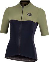 Nalini Dames Fietsshirt korte mouwen - wielrenshirt Zwart Groen - COVER LADY JERSEY Black/Deep forest - M